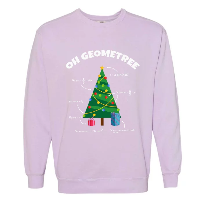 Oh Geometree Funny Christmas Tree Math Teacher Garment-Dyed Sweatshirt