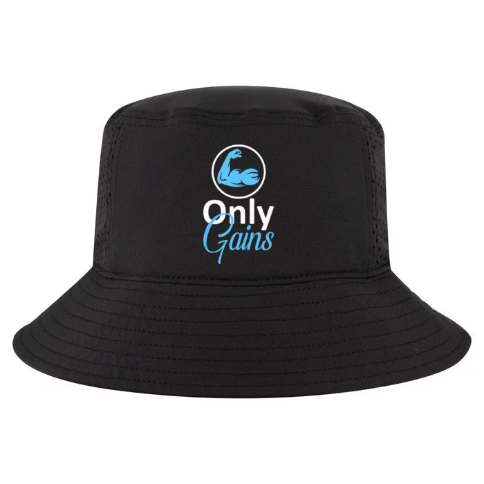 Only Gains Funny Gym Fitness Workout Parody Cool Comfort Performance Bucket Hat