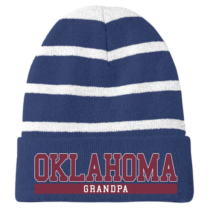 Oklahoma Grandpa Funny Striped Beanie with Solid Band