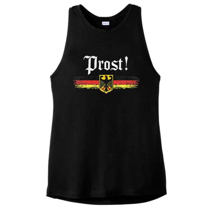 Oktoberfest German Flag Prost Vintage Ladies Tri-Blend Wicking Tank