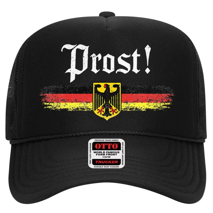 Oktoberfest German Flag Prost Vintage High Crown Mesh Trucker Hat