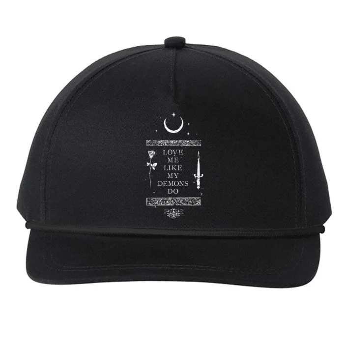 Occult Gothic Grunge Love Me Like My Demons Do Witch Moon Snapback Five-Panel Rope Hat