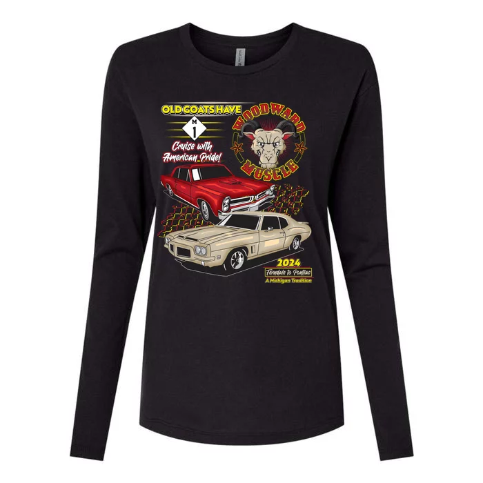 Old Goats Have Woodward Muscle 2024 Womens Cotton Relaxed Long Sleeve T-Shirt