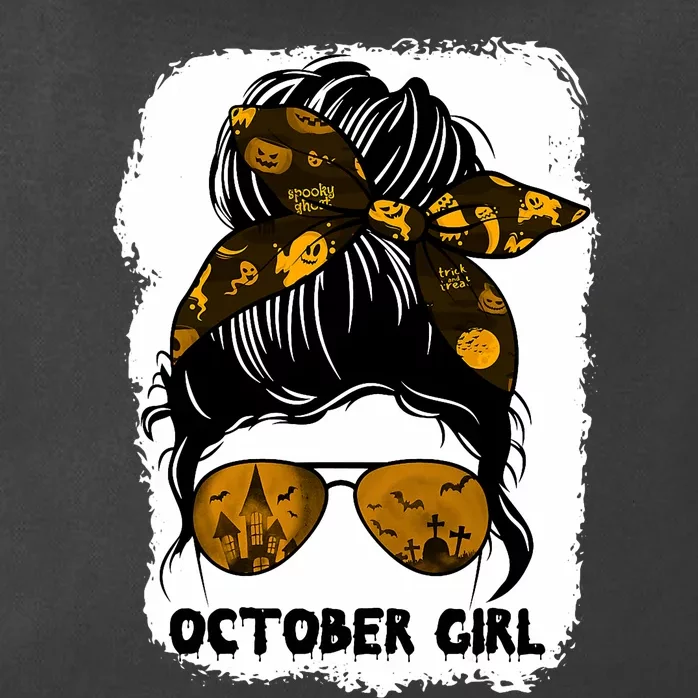 October Girl Messy Bun Lady Hair Horror Sunglasses Halloween Zip Tote Bag