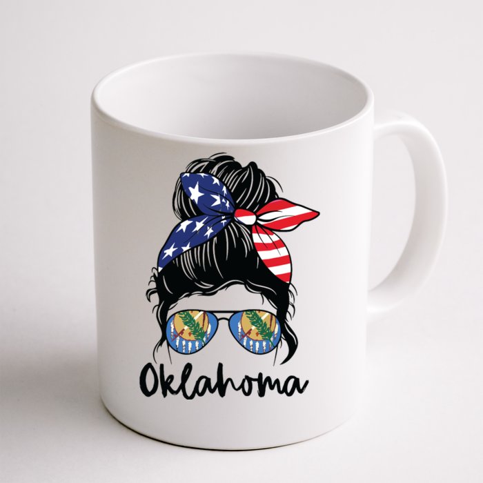 Oklahoma Girl Oklahoma Flag State Girlfriend Messy Bun Front & Back Coffee Mug