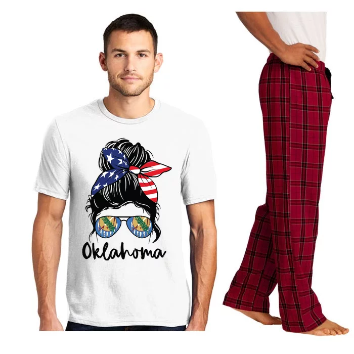 Oklahoma Girl Oklahoma Flag State Girlfriend Messy Bun Pajama Set