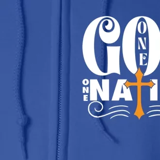 One God One Nation Love Jesus Christian Christmas Gift Full Zip Hoodie