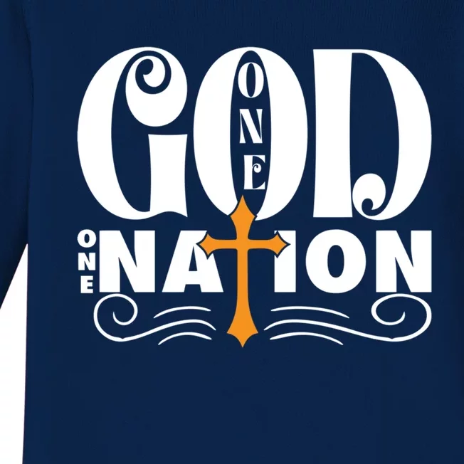 One God One Nation Love Jesus Christian Christmas Gift Baby Long Sleeve Bodysuit