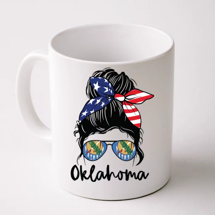 Oklahoma Girl Oklahoma Flag State Girlfriend Messy Bun Front & Back Coffee Mug