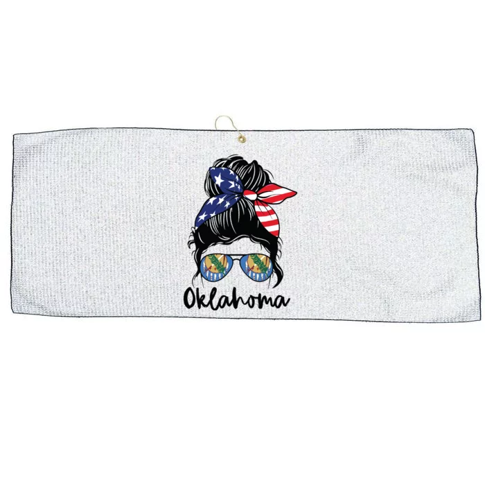 Oklahoma Girl Oklahoma Flag State Girlfriend Messy Bun Large Microfiber Waffle Golf Towel