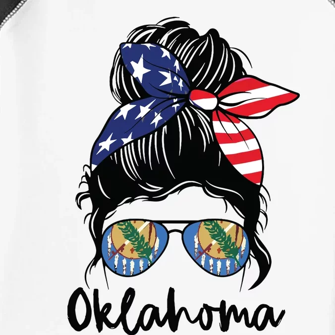 Oklahoma Girl Oklahoma Flag State Girlfriend Messy Bun Infant Baby Jersey Bodysuit