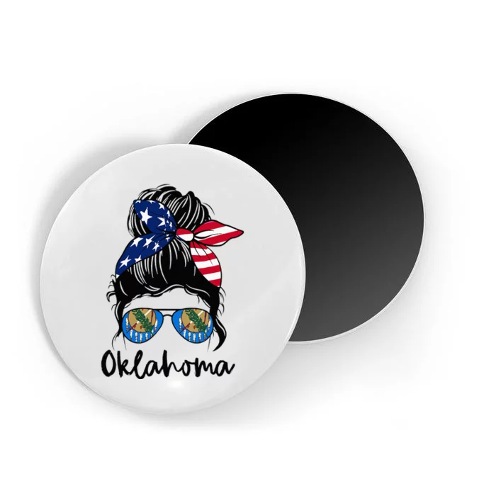 Oklahoma Girl Oklahoma Flag State Girlfriend Messy Bun Magnet