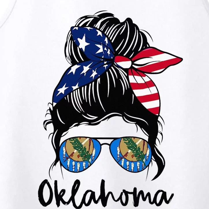 Oklahoma Girl Oklahoma Flag State Girlfriend Messy Bun Performance Tank