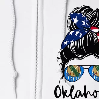 Oklahoma Girl Oklahoma Flag State Girlfriend Messy Bun Full Zip Hoodie