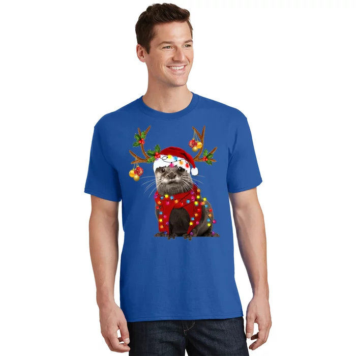 Otter Gorgeous Reindeer Otter Christmas Tree Light Xmas Gift T-Shirt