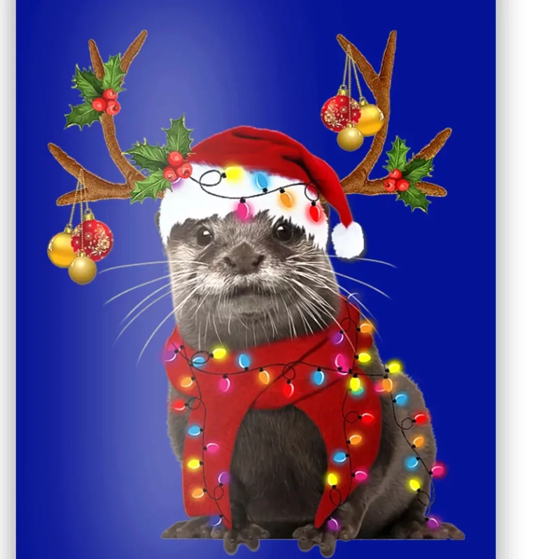 Otter Gorgeous Reindeer Otter Christmas Tree Light Xmas Gift Poster