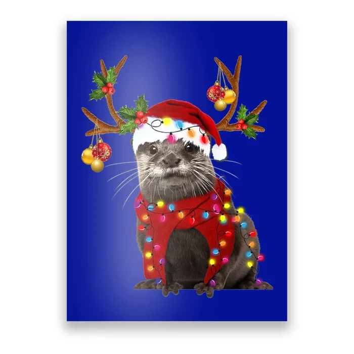 Otter Gorgeous Reindeer Otter Christmas Tree Light Xmas Gift Poster