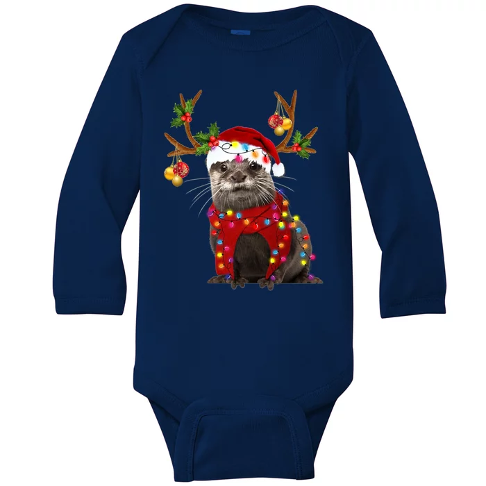 Otter Gorgeous Reindeer Otter Christmas Tree Light Xmas Gift Baby Long Sleeve Bodysuit