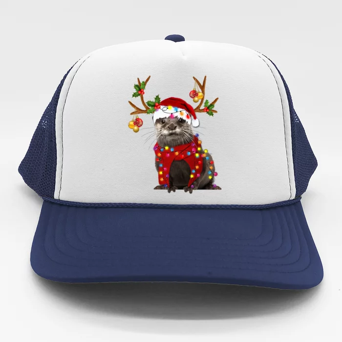 Otter Gorgeous Reindeer Otter Christmas Tree Light Xmas Gift Trucker Hat