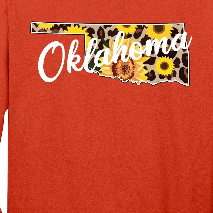 Oklahoma Girl Sunflower Leopard Rustic Black State Pride Tall Long Sleeve T-Shirt