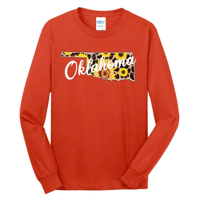 Oklahoma Girl Sunflower Leopard Rustic Black State Pride Tall Long Sleeve T-Shirt