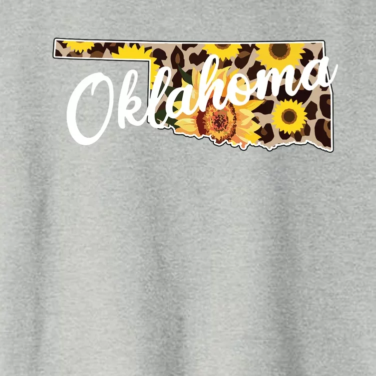 Oklahoma Girl Sunflower Leopard Rustic Black State Pride Women's Crop Top Tee