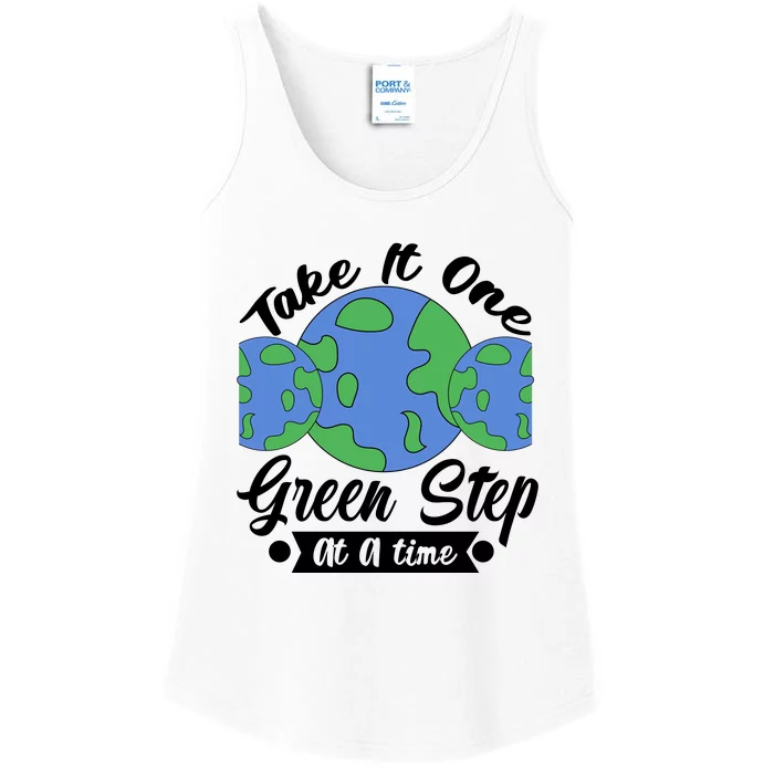 One Green Step At A Time Ladies Essential Tank