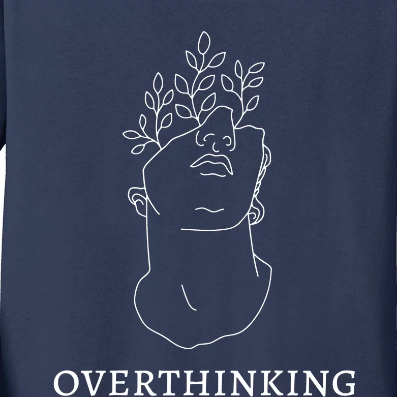 Overthinking Greek Statue Dark Academia Kids Long Sleeve Shirt