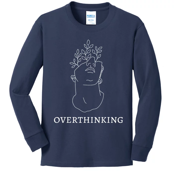 Overthinking Greek Statue Dark Academia Kids Long Sleeve Shirt