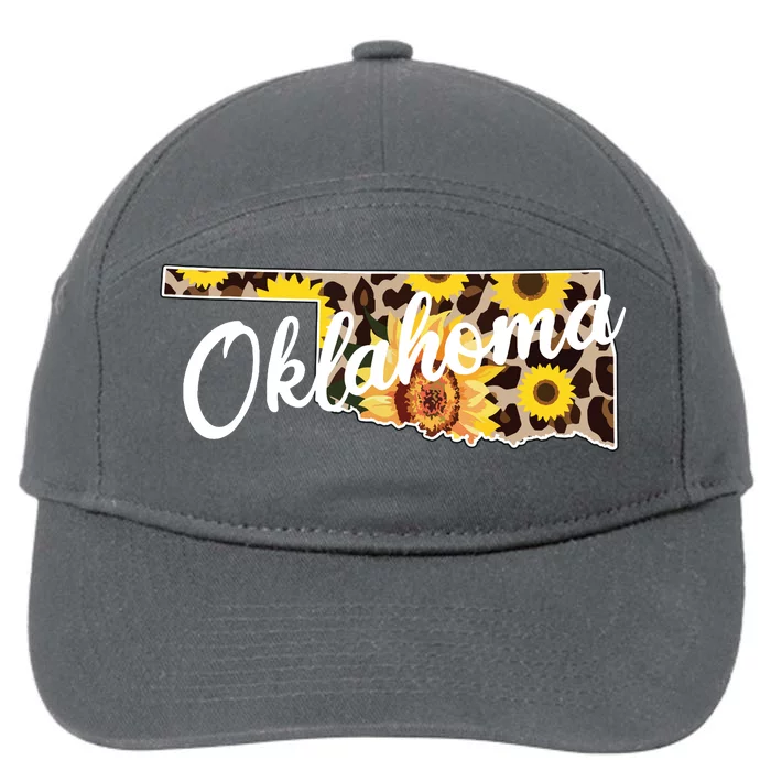 Oklahoma Girl Sunflower Leopard Rustic Black State Pride 7-Panel Snapback Hat