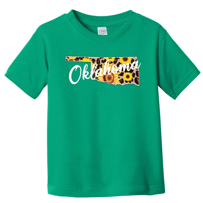 Oklahoma Girl Sunflower Leopard Rustic Black State Pride Toddler T-Shirt