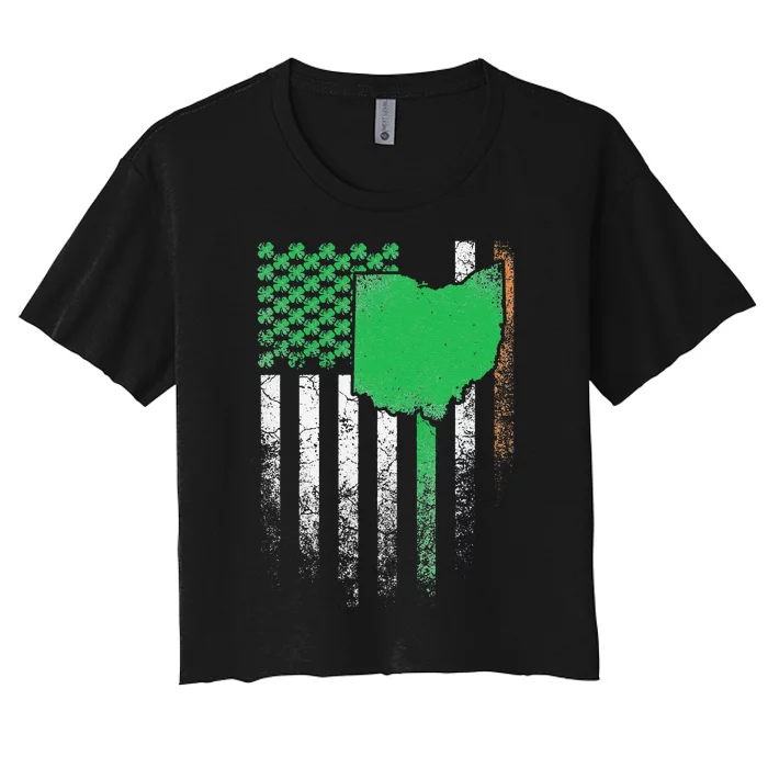 Ohio Gift St. Patrick's Day Irish American Flag Saint Paddys Women's Crop Top Tee