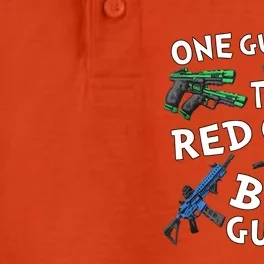 One Gun Two Gun Red Gun Blue Gun Dry Zone Grid Performance Polo