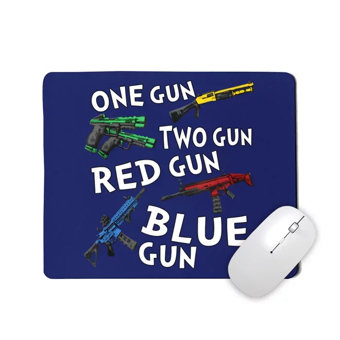 One Gun Two Gun Red Gun Blue Gun Mousepad