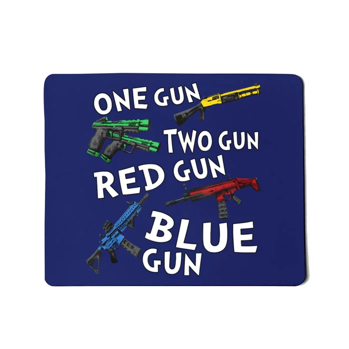 One Gun Two Gun Red Gun Blue Gun Mousepad