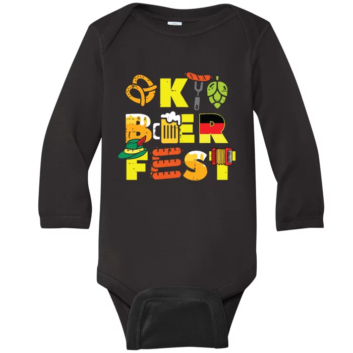 Oktoberfest German Things Cute Bavarian Festival Baby Long Sleeve Bodysuit