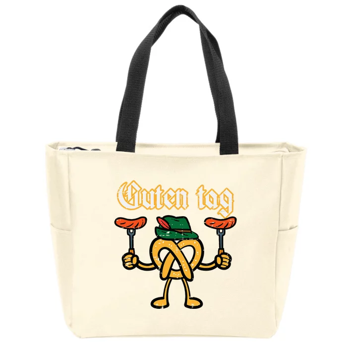 Oktoberfest Guten Tag Pretzel German Costume Zip Tote Bag