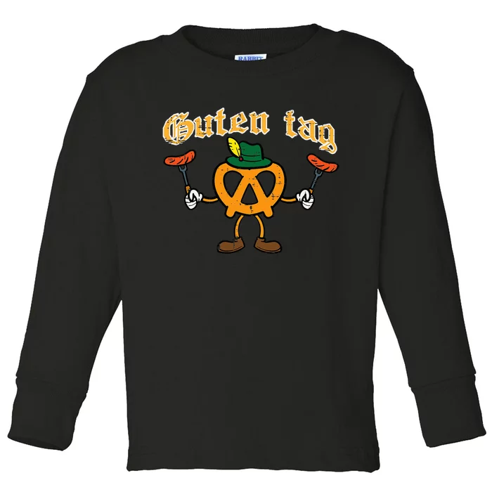 Oktoberfest Guten Tag Pretzel Sausages German Toddler Long Sleeve Shirt