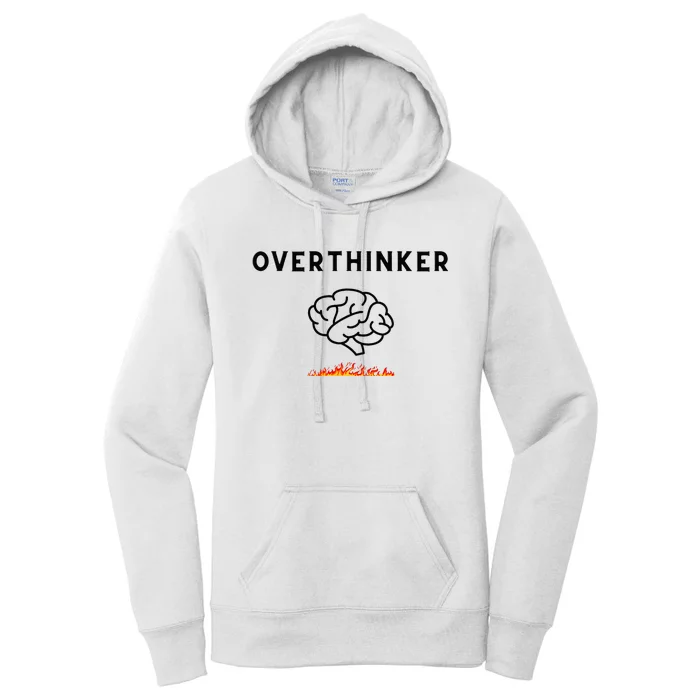 Overthinker Graphic With Picture Of Brain And Fire Women's Pullover Hoodie