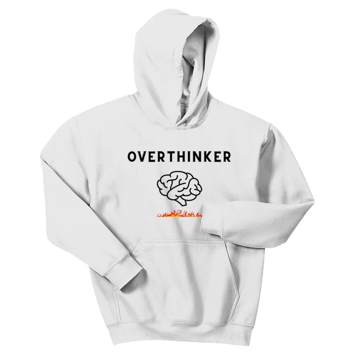 Overthinker Graphic With Picture Of Brain And Fire Kids Hoodie