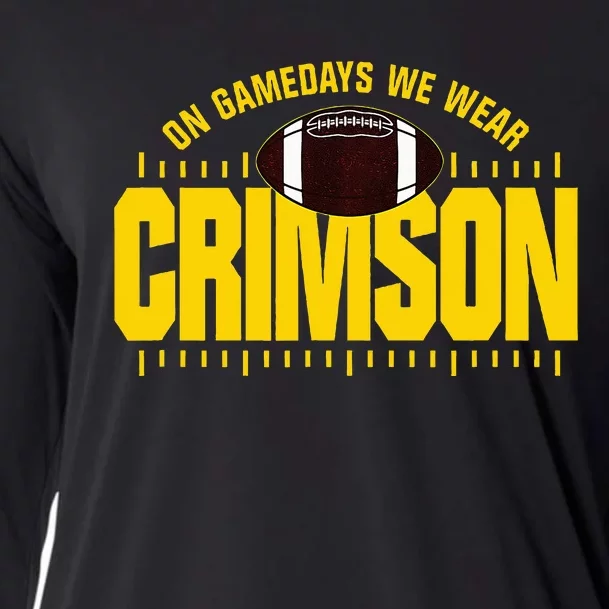 On Gamedays We Wear Crimson Gold Lettering Cooling Performance Long Sleeve Crew