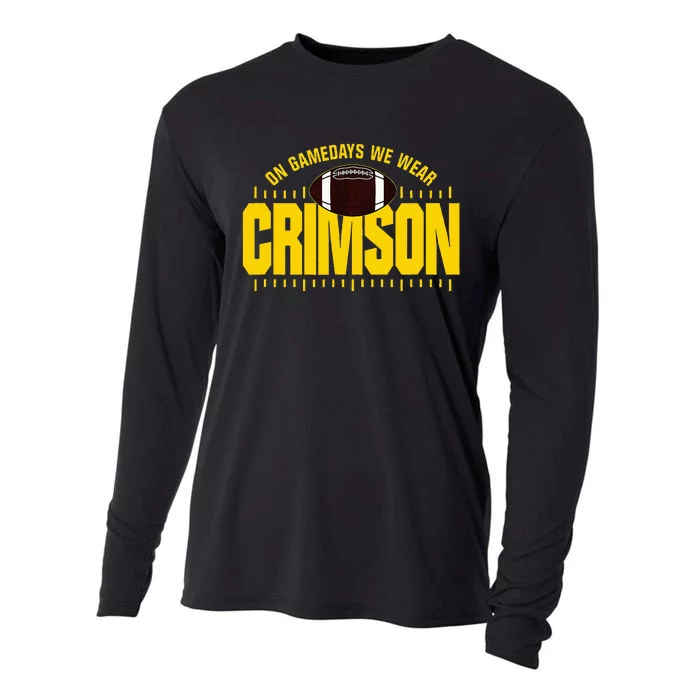 On Gamedays We Wear Crimson Gold Lettering Cooling Performance Long Sleeve Crew