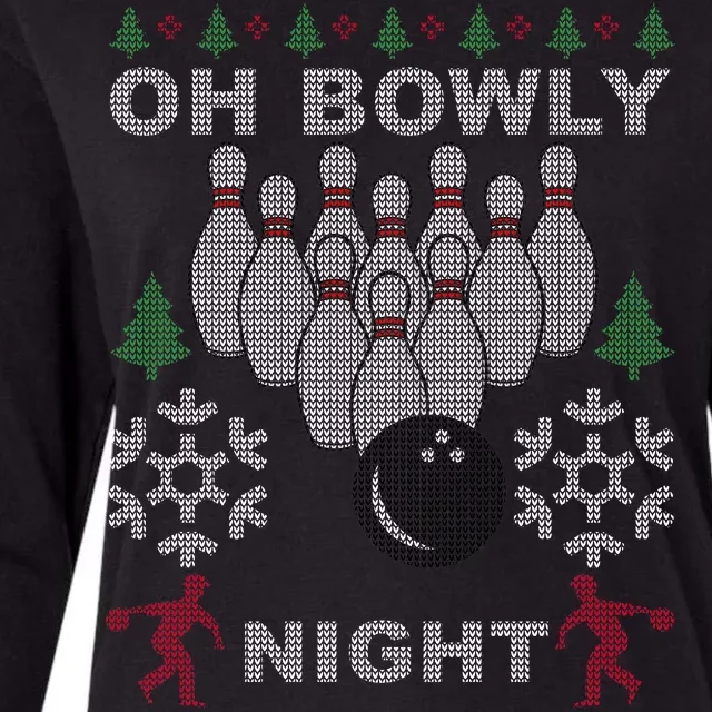 Oh Bowly Night Ugly Christmas Womens Cotton Relaxed Long Sleeve T-Shirt