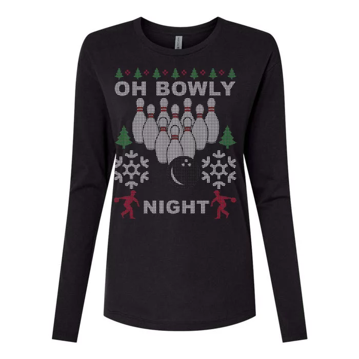 Oh Bowly Night Ugly Christmas Womens Cotton Relaxed Long Sleeve T-Shirt