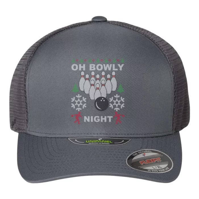 Oh Bowly Night Ugly Christmas Flexfit Unipanel Trucker Cap