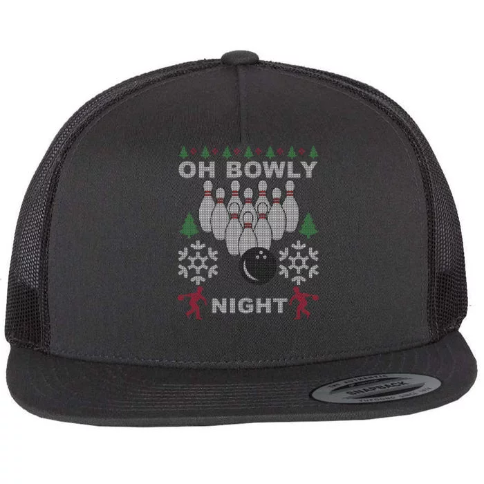 Oh Bowly Night Ugly Christmas Flat Bill Trucker Hat