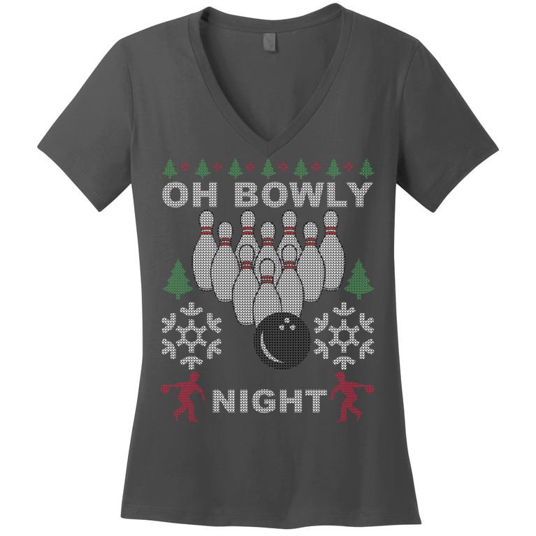 Oh Bowly Night Ugly Christmas Women's V-Neck T-Shirt