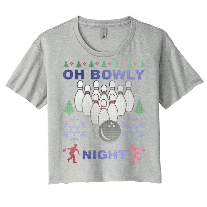 Oh Bowly Night Ugly Christmas Women's Crop Top Tee