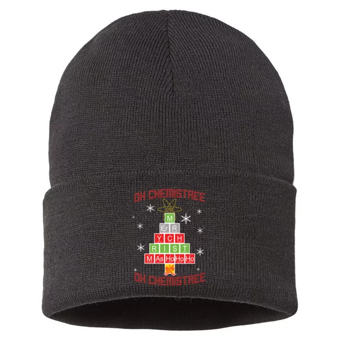 Oh Chemist Tree Funny Christmas Sustainable Knit Beanie