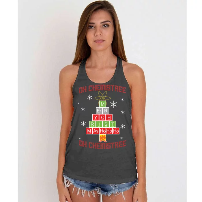 Oh Chemist Tree Funny Christmas Women's Knotted Racerback Tank